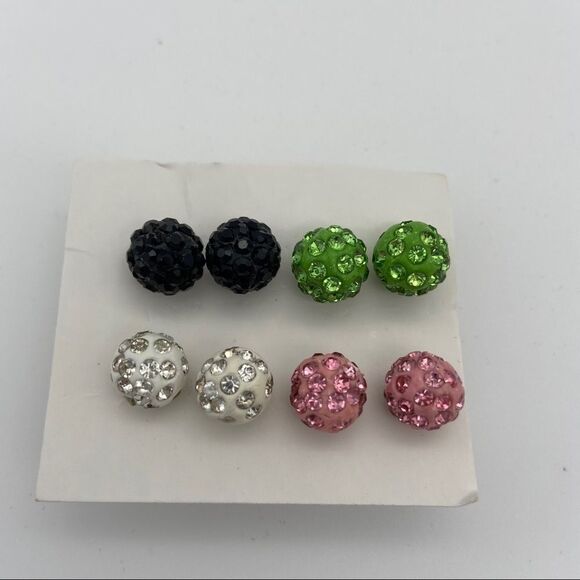 🍭6/$30 Rhinestone studded bauble earrings - Picture 3 of 4